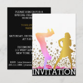 ブレークダンススクールディコヒップホップVIPバラ グラデーション 招待状 (正面/裏面)