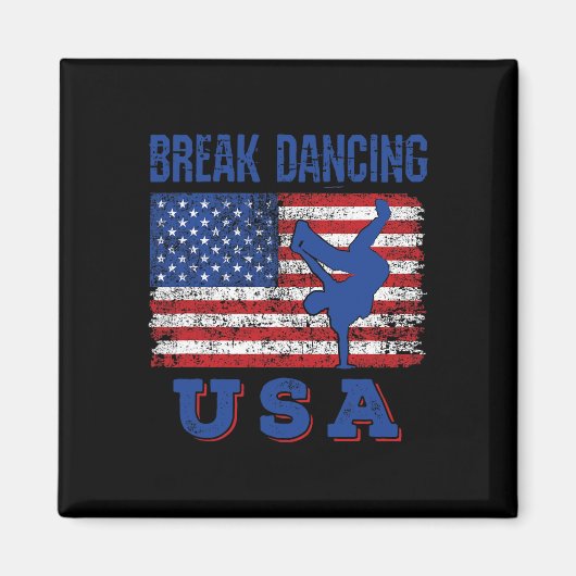 ブレーク踊りアメリカ国旗のブレイキングBboyお尻 マグネット (正面)