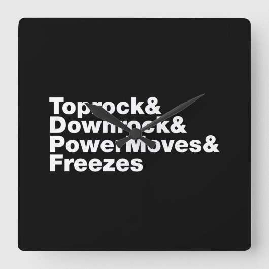 ブレーク·ムーブ（ブレーク·ダンス） スクエア壁時計 (正面)