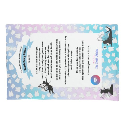 ブレース、歯の妖精ピローケース、心地よい 枕カバー (正面)