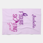 ブレードタオル姿スケートで滑るガールパープルピンク キッチンタオル (横)