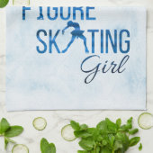 ブレードタオル姿スケートで滑るガールブルーシェード キッチンタオル (折り畳み)