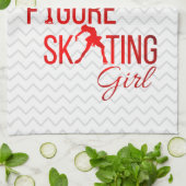 ブレードタオル姿スケートで滑るガールレッド キッチンタオル (折り畳み)