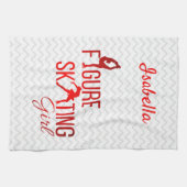 ブレードタオル姿スケートで滑るガールレッド キッチンタオル (横)