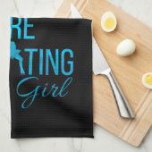 ブレードタオル姿スケートで滑るブルーアイスターコイズ キッチンタオル (四つ折り)