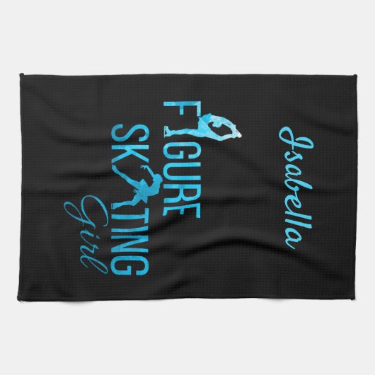 ブレードタオル姿スケートで滑るブルーアイスターコイズ キッチンタオル (横)