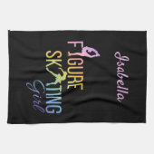 ブレードタオル姿スケートで滑るレインボーオンブラック キッチンタオル (横)