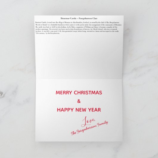 ブレーマール城 – ファーカーソン氏クリスマスカード シーズンカード (内部)