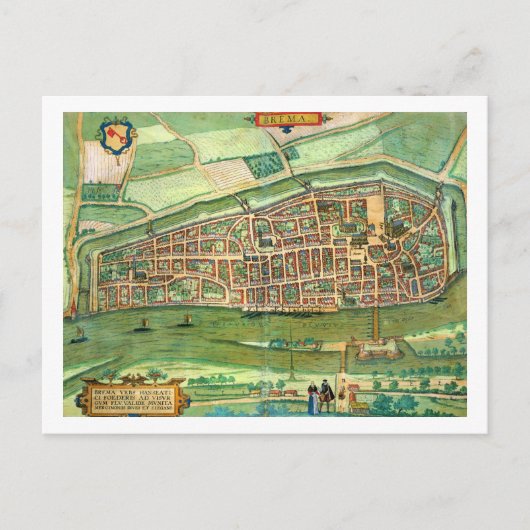 ブレーメンの地図, 'Civitates Orbis Terrarum'より ポストカード (正面)