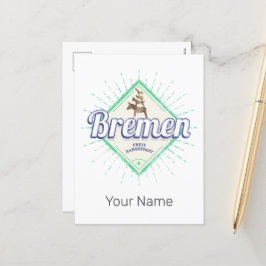 ブレーメンシティドイツレトロタウンミュージシャンヴィンテージ シーズンポストカード