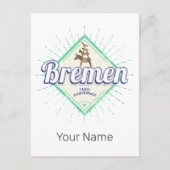 ブレーメンシティドイツレトロタウンミュージシャンヴィンテージ シーズンポストカード (正面)