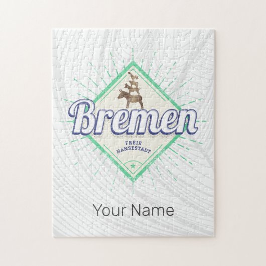 ブレーメンシティドイツレトロタウンミュージシャンヴィンテージ ジグソーパズル (縦)