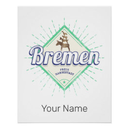 ブレーメンシティドイツレトロタウンミュージシャンヴィンテージ ポスター