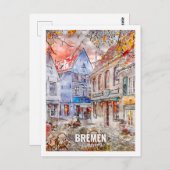ブレーメンドイツ旅行プレイスウォーターカラー ポストカード (正面/裏面)