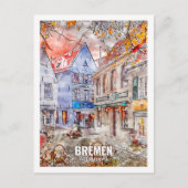 ブレーメンドイツ旅行プレイスウォーターカラー ポストカード (正面)