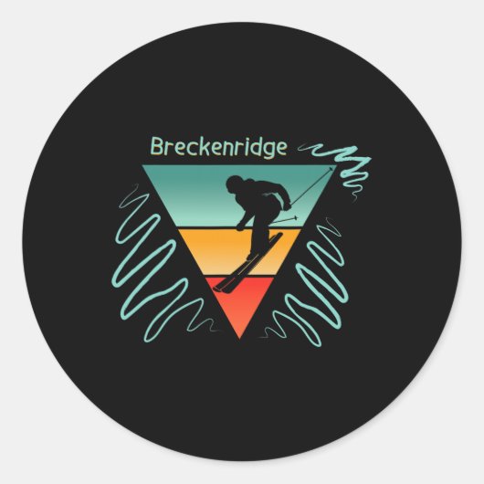ブレckenridge コロラド 90年代風 レトロ スキー ラウンドシール (正面)