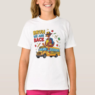ブロゥ！学校が始まるよ 面白いアヒルのデザイン Tシャツ