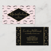 ブロウと発疹マイクロブラディングピンク/ブラック/金ゴールド 名刺 (正面/裏面)