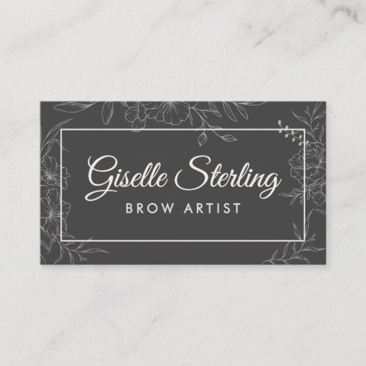 ブロウアーティストムーディチャコールグレーモダンフローラ 名刺 (正面)