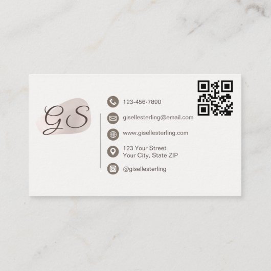 ブロウアーティスト赤面マウヴモダンQRエレガントコード 名刺 (裏面)