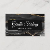 ブロウアーティストQRコードブラック金ゴールドアガートラグジュアリー 名刺 (正面)