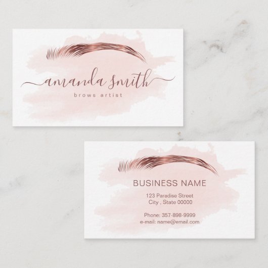 ブロウズアーティストのバラ金ゴールドカラー 名刺 (正面/裏面)