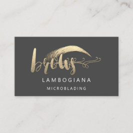 ブロウズゴールデンロゴマイクロブレイディングSNSグレーB 名刺