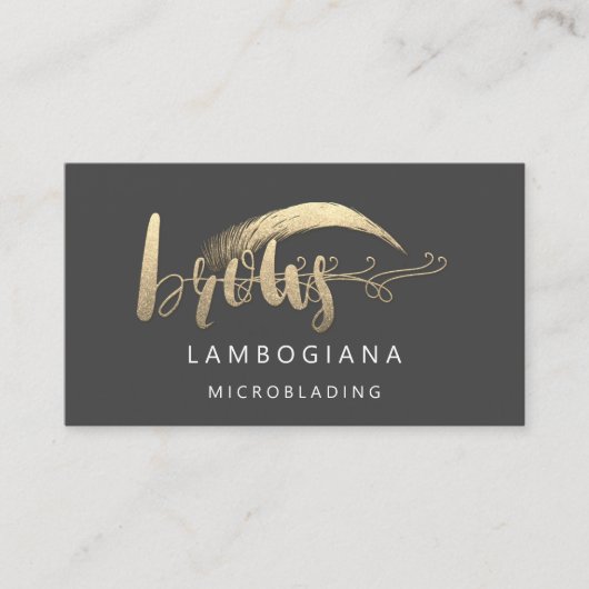 ブロウズゴールデンロゴマイクロブレイディングSNSグレーB 名刺 (正面)