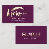 ブロウズゴールデンロゴマイクロブレード金ゴールドパープルソーシャル 名刺 (正面/裏面)