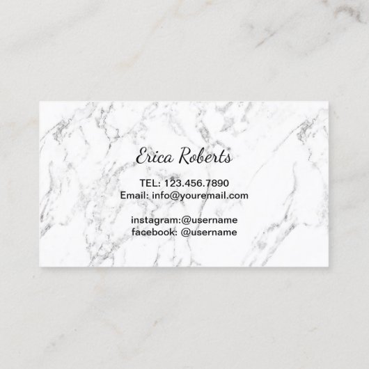 ブロウズメイクアップアーティスト金ゴールドスクリプトエレガント大理石 名刺 (裏面)