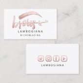 ブロウズロゴマイクロブレードソーシャルメディアホワイトローズブシ 名刺 (正面/裏面)