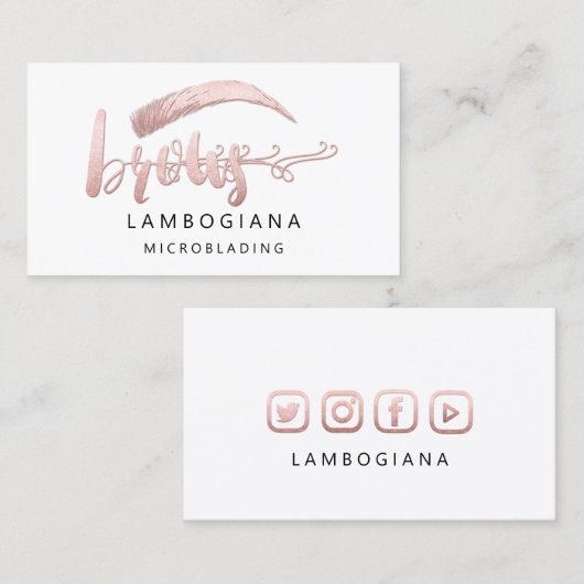 ブロウズロゴマイクロブレードソーシャルメディアホワイトローズブシ 名刺 (正面/裏面)