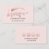 ブロウズロゴマイクロブレードSNSピンクローズ 名刺 (正面/裏面)