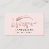 ブロウズロゴマイクロブレードSNSピンクローズ 名刺 (正面)