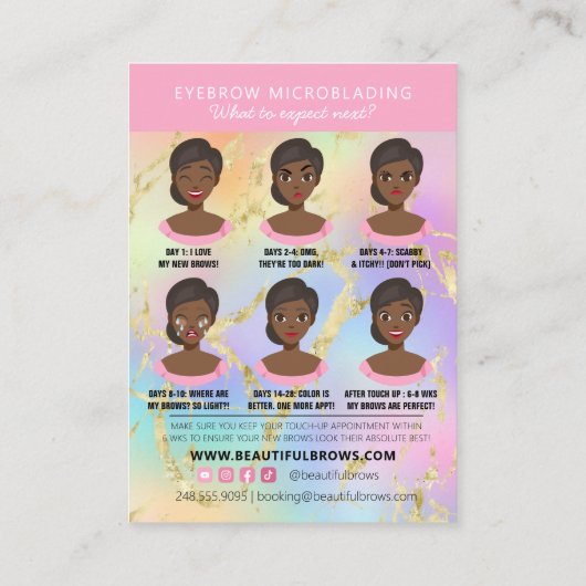 ブロウマイクロブレーディングアフターケア&アポイントメント大理石 名刺 (裏面)