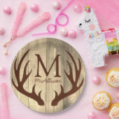 ブロウ素朴ディア〔雄ジカの〕枝角アンティークウッド ペーパープレート (パーティー)