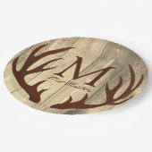 ブロウ素朴ディア〔雄ジカの〕枝角アンティークウッド ペーパープレート (アングル)