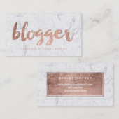 ブロガーのモダンのばら色の金ゴールドのタイポグラフィの大理石 名刺 (正面/裏面)