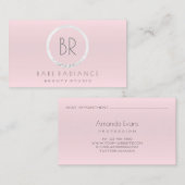 ブロガーメイクアップ美しいスタジオアポイントメントピンクグレー 予約カード (正面/裏面)