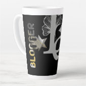 ブロガーラテマググ抽象芸術インテリアデコールブラック カフェラテマグ (左アングル)