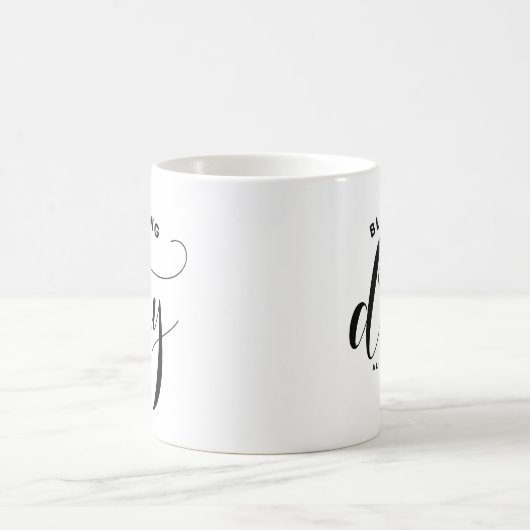 ブログの日の黒モダン書道パーソナライズされた コーヒーマグカップ (中央)