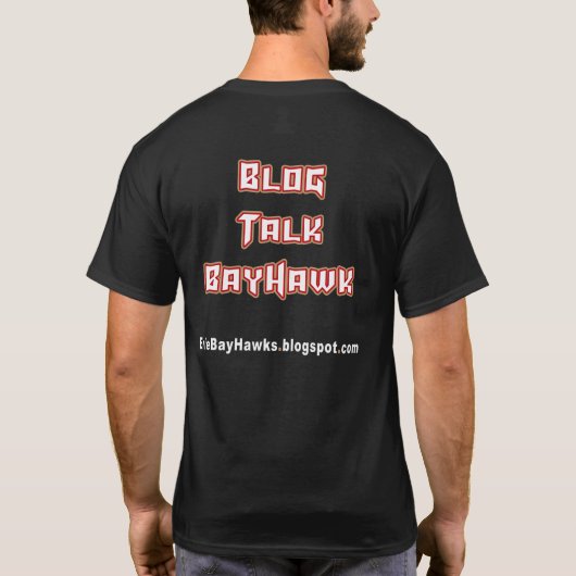 ブログの話のBayHawkのロゴの黒のTシャツ Tシャツ (裏面)