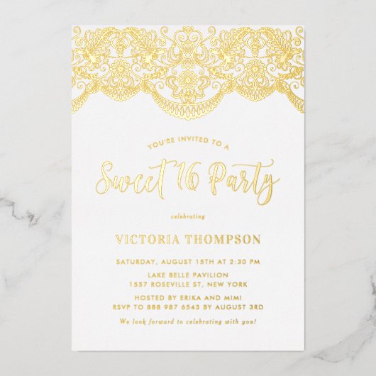 ブロケッエレガントドレーススイート16パーティー 箔招待状 (正面)