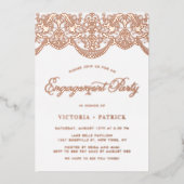 ブロケッエレガントドレースバラ金ゴールド婚約パーティ 箔招待状 (正面)