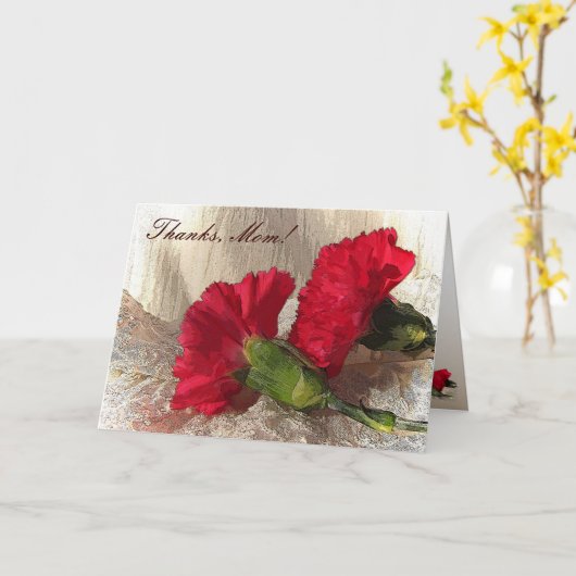 ブロケードの母の日に赤いカーネーション カード (黄色い花)