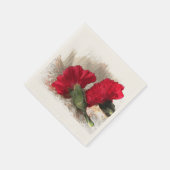 ブロケードの赤いカーネーション紙ナプキン スタンダードカクテルナプキン (角)