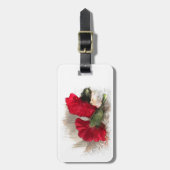 ブロケードの赤カーネーション ラゲッジタグ (正面縦)