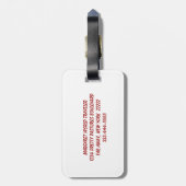 ブロケードの赤カーネーション ラゲッジタグ (裏面縦)