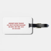 ブロケードの赤カーネーション ラゲッジタグ (裏面横)