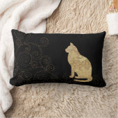 ブロケード猫とステッチ腰枕 ランバークッション (ブランケット)